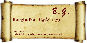 Berghofer György névjegykártya